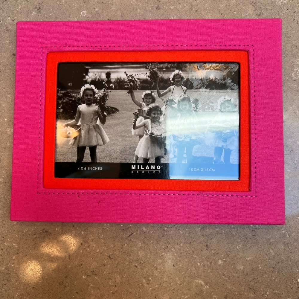 NWT Fuchsia and Orange Fabric Photo Frame - add some fun & flair to your space!